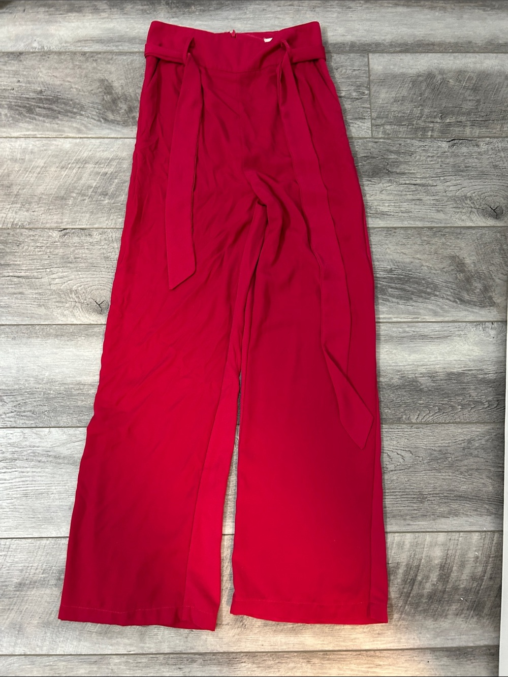 Wide-Leg Tie-Waist Pants in Bright Pink